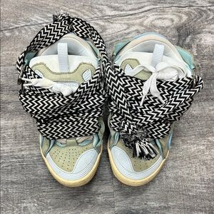Lanvin Mint Green and Cream Curb Sneaker Women sz 38 european (7-7.5-8)